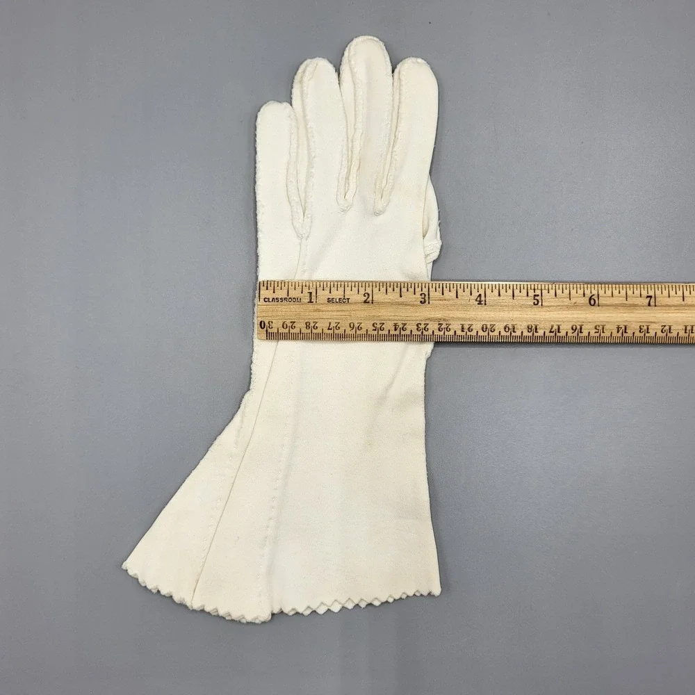 Hansen Vintage Formal Gloves Womens Scalloped Edge Mid-Century Cream 3 Sets